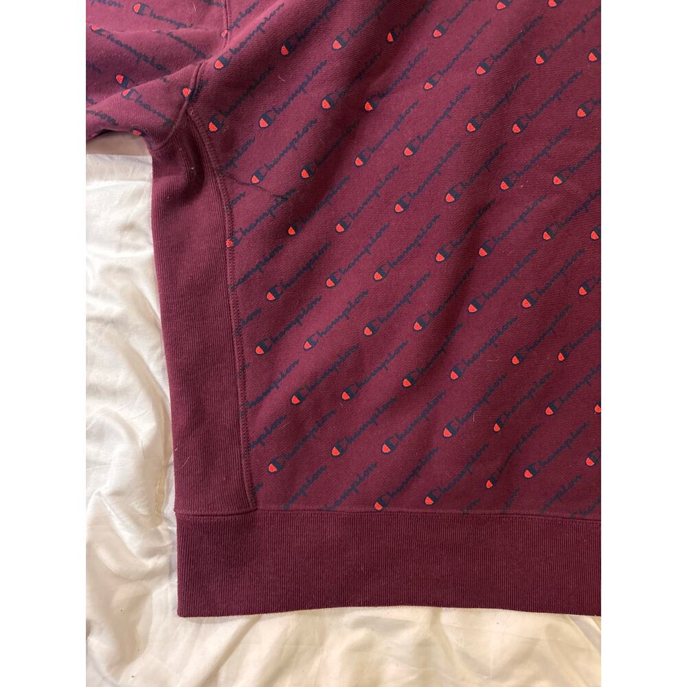 Champion XL burgundy hoodie with logo pattern - Picture 5 of 5